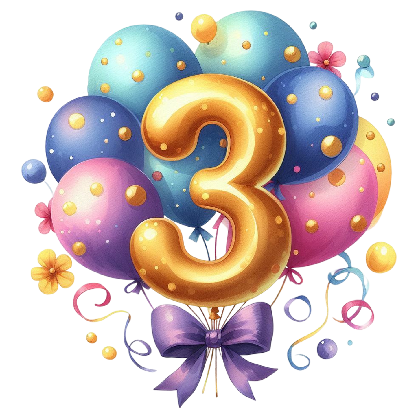 Happy Birthday Balloon Numbers Cake/ Cup Cake Topper
