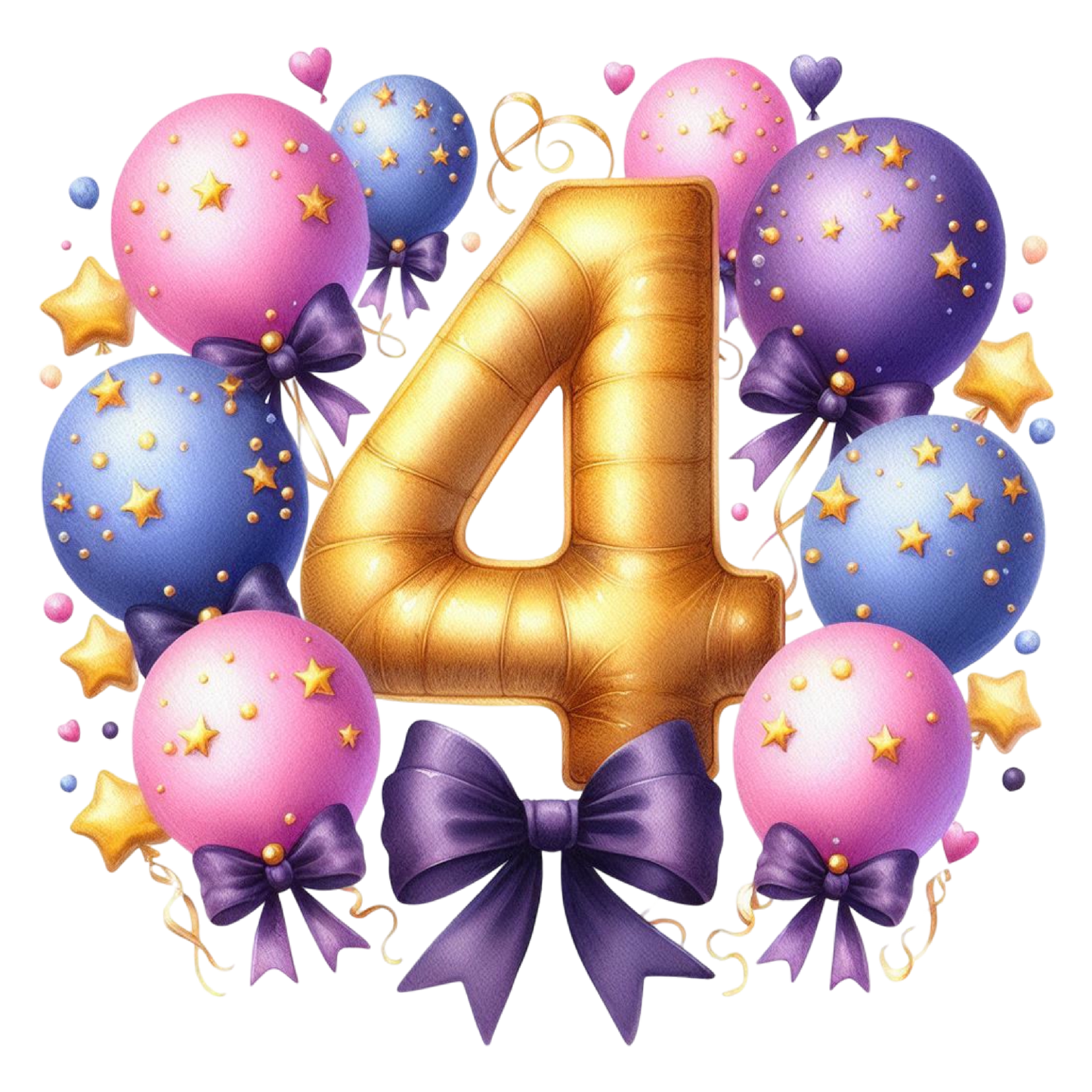 Happy Birthday Balloon Numbers Cake/ Cup Cake Topper