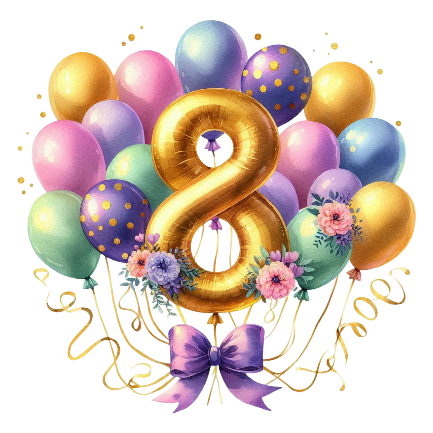 Happy Birthday Balloon Numbers Cake/ Cup Cake Topper