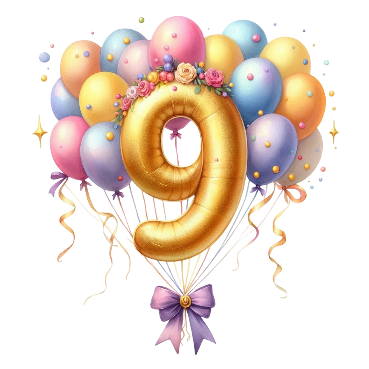 Happy Birthday Balloon Numbers Cake/ Cup Cake Topper