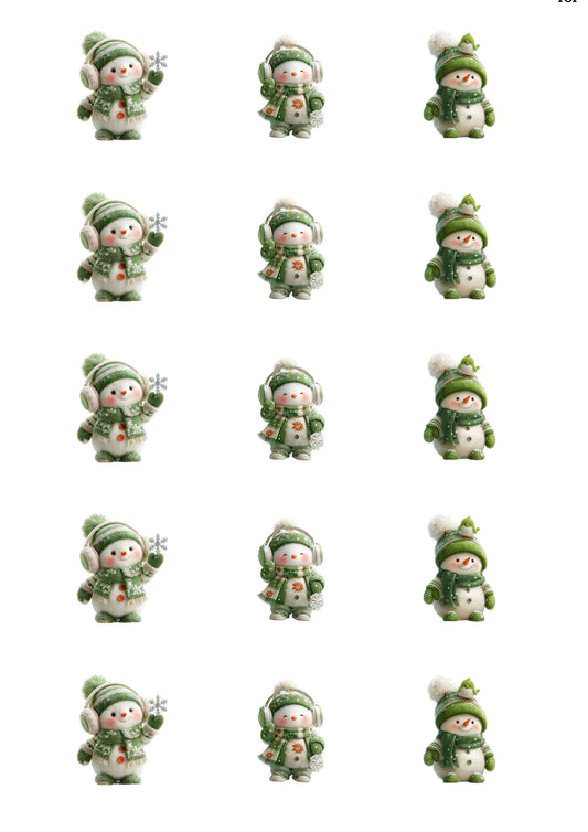 Cute Snow Man Cup Cake Toppers (1) x 15 precut