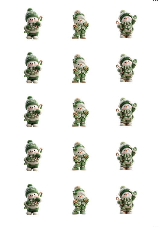 Cute Snow Man Cup Cake Toppers (2) x 15 precut