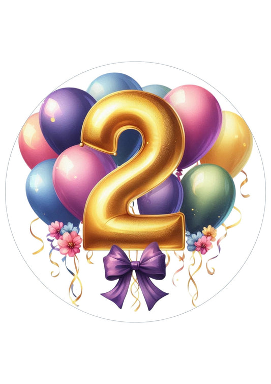 Happy Birthday Balloon Numbers Cake/ Cup Cake Topper
