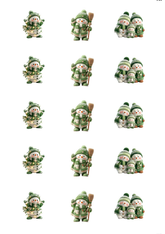 Cute Snow Man Cup Cake Toppers (3) x 15 precut