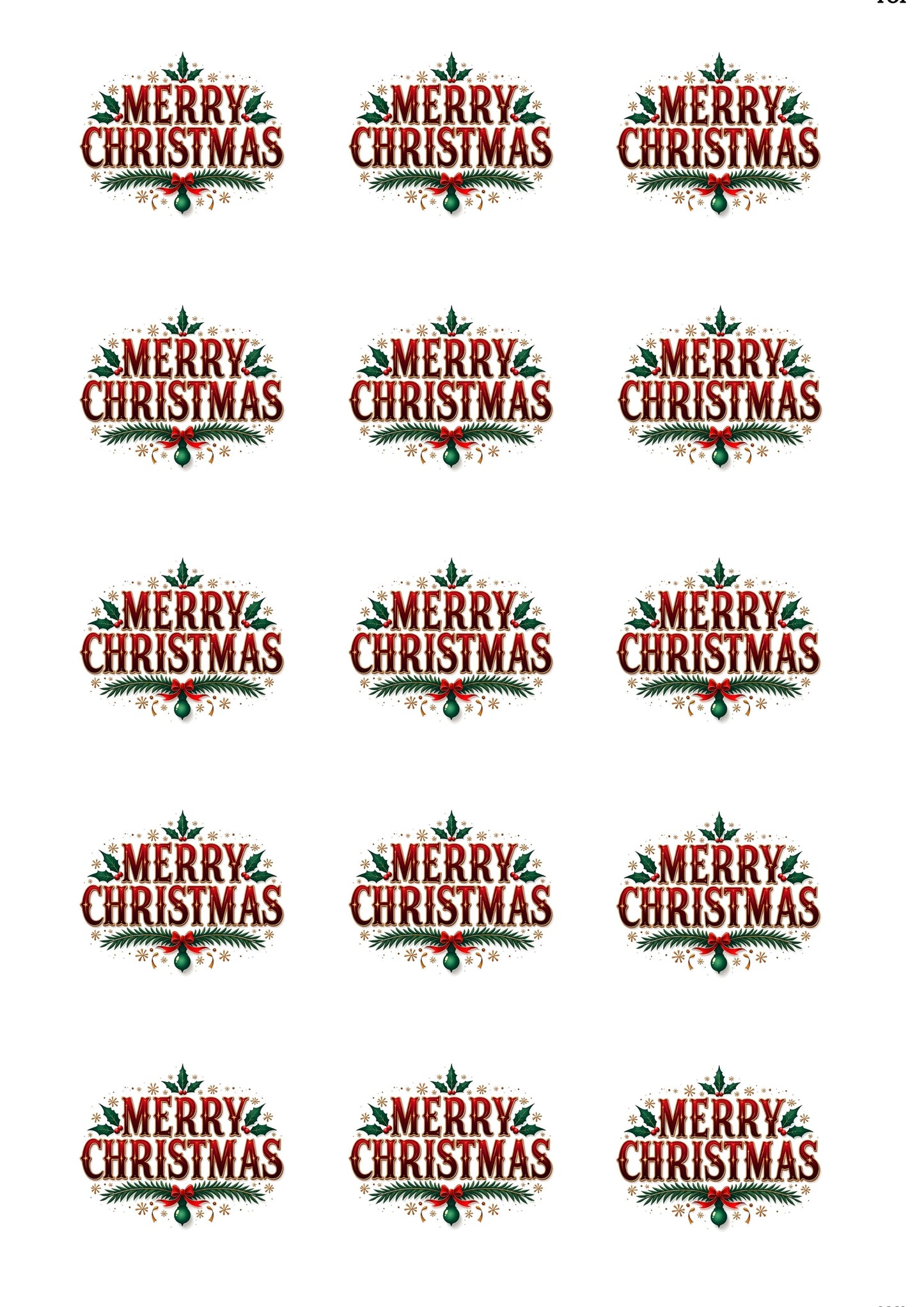 Merry Christmas - Cake/ Cup Cake Topper