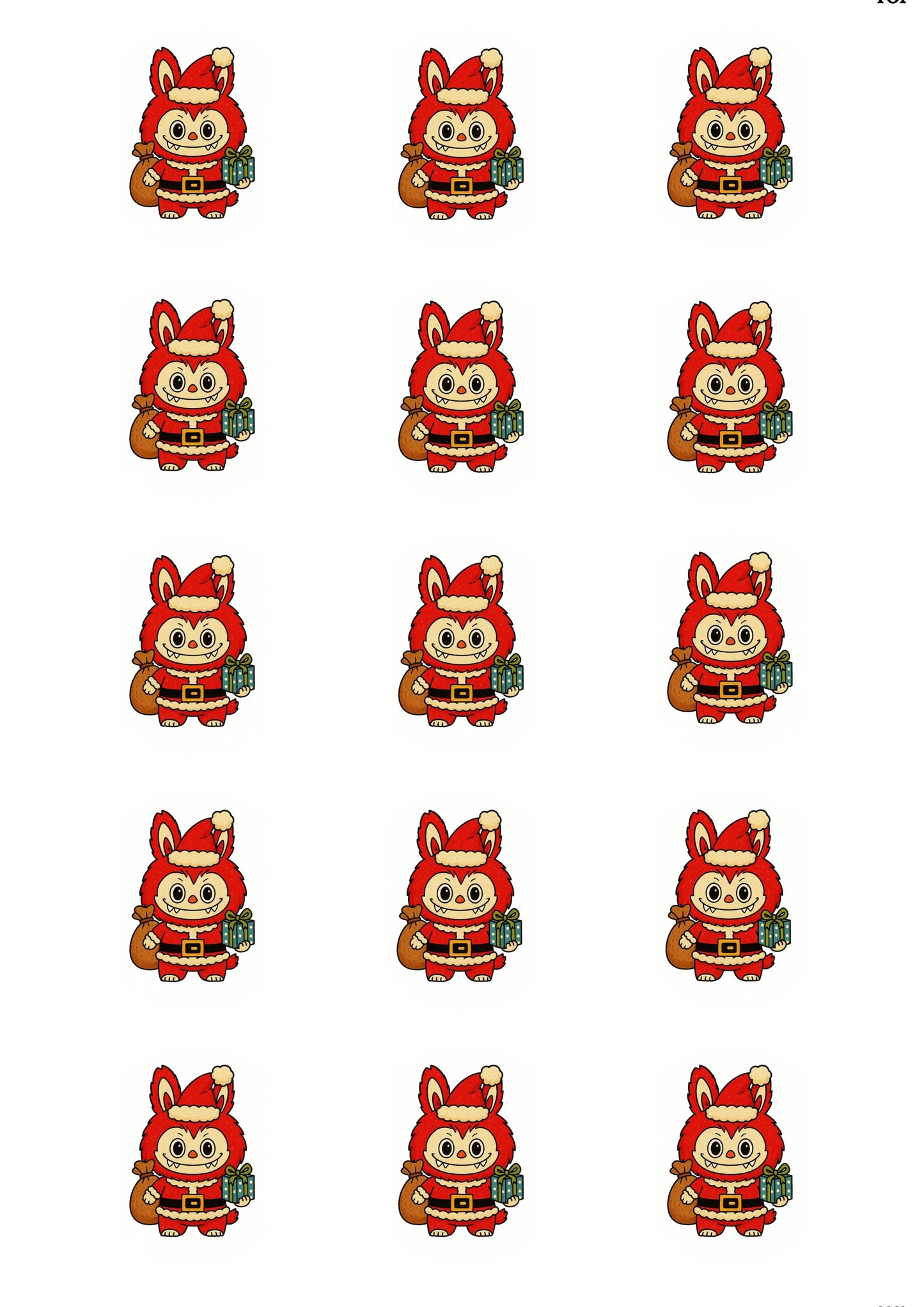 Christmas Labubu Cup Cake Toppers x 15 precut