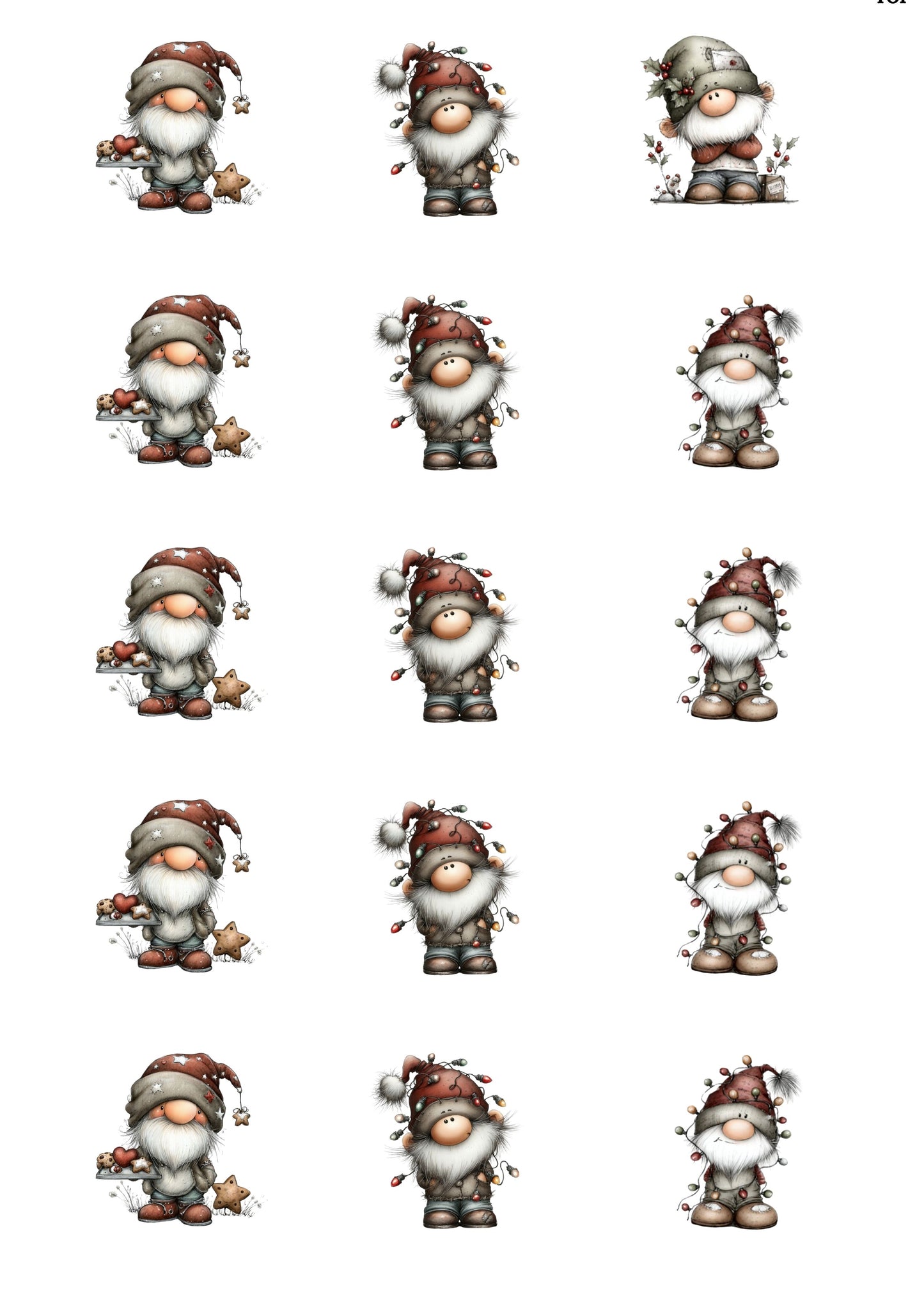 Traditional Gonk Cup Cake Toppers (2) x 15 precut