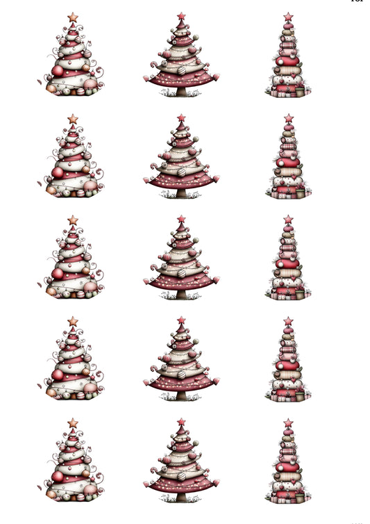 Boho Christmas Tree Cup Cake Toppers (1) x 15 precut