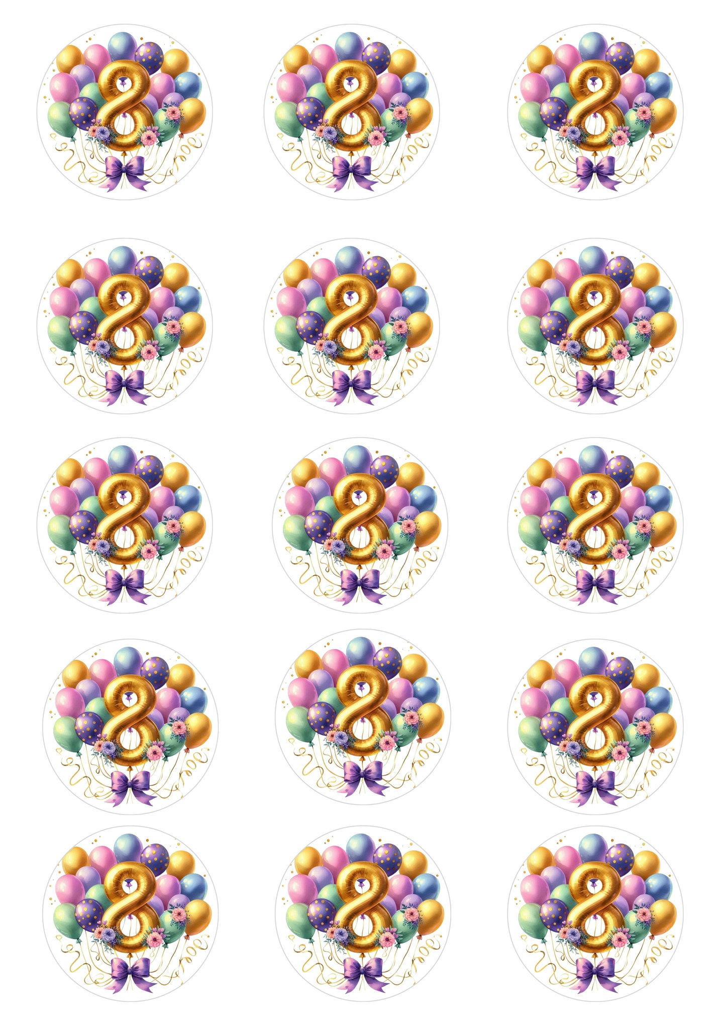 Happy Birthday Balloon Numbers Cake/ Cup Cake Topper