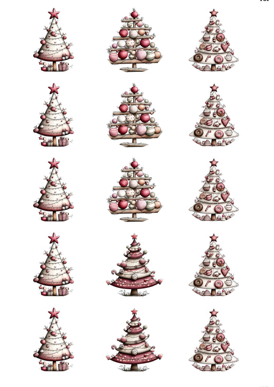 Boho Christmas Tree Cup Cake Toppers (2) x 15 precut