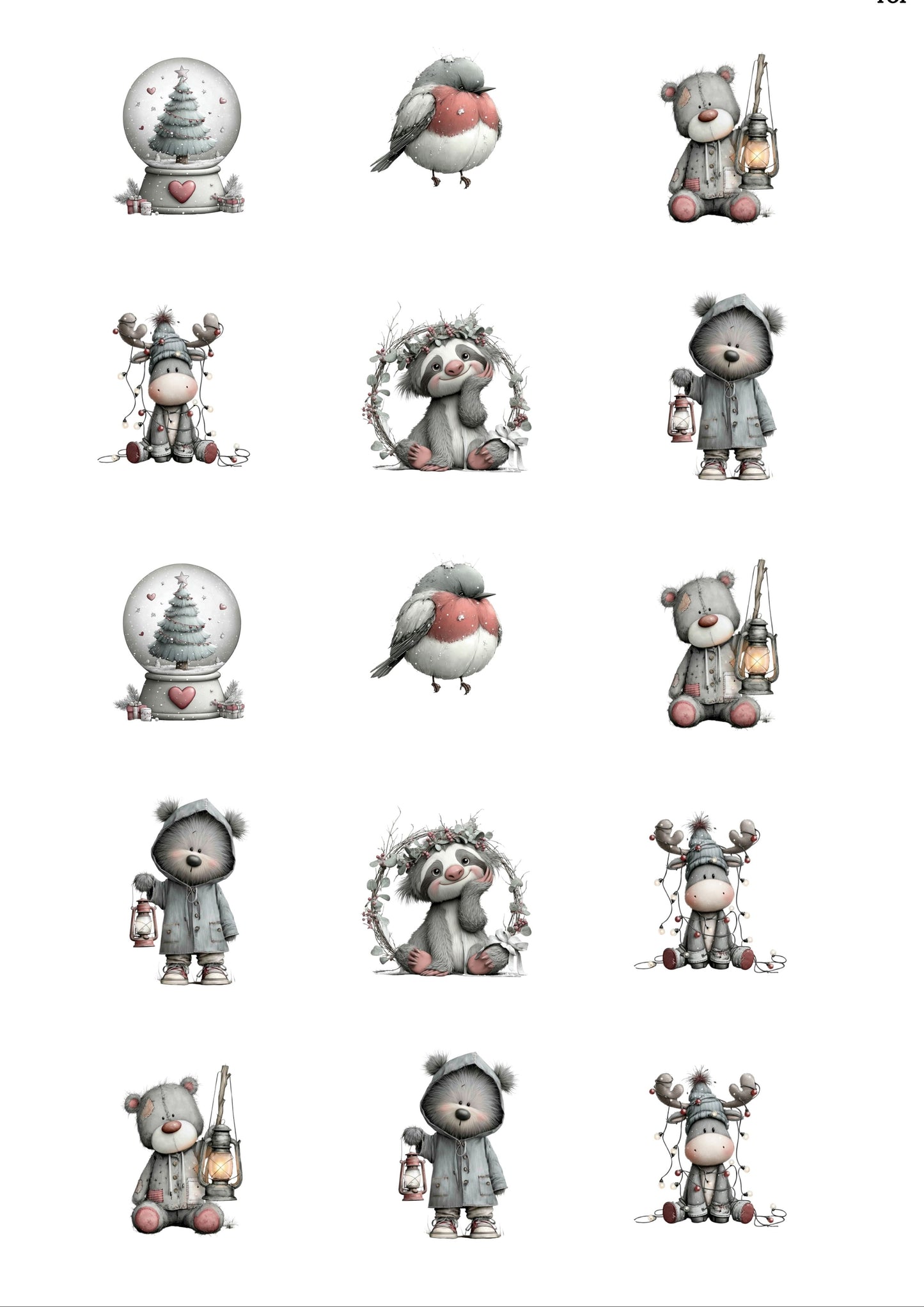 Woodland Friends Christmas Collection Cup Cake Toppers x 15 precut