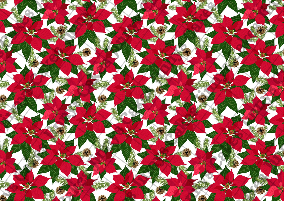 Christmas Poinsettia Floral Downloadable Christmas Cake Wrap (watermark removed on download)