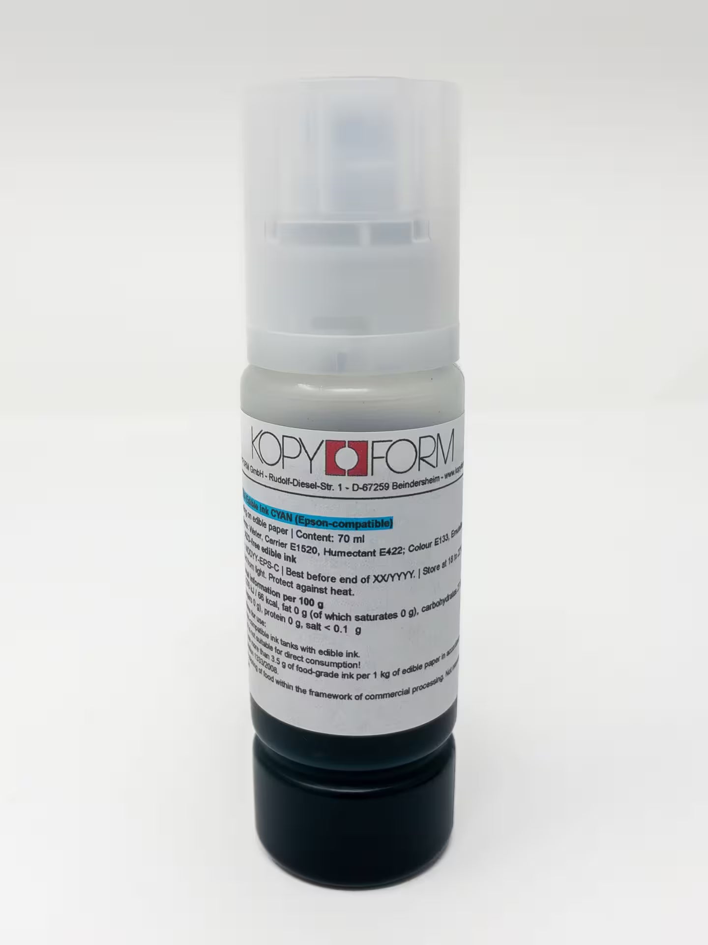 Edible ink for EPSON printer Cyan 70 ml (Easy-fill adapter)