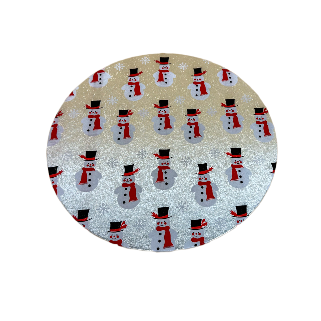 10'' (254mm) Christmas Double Thick Round Snowman Cake Card