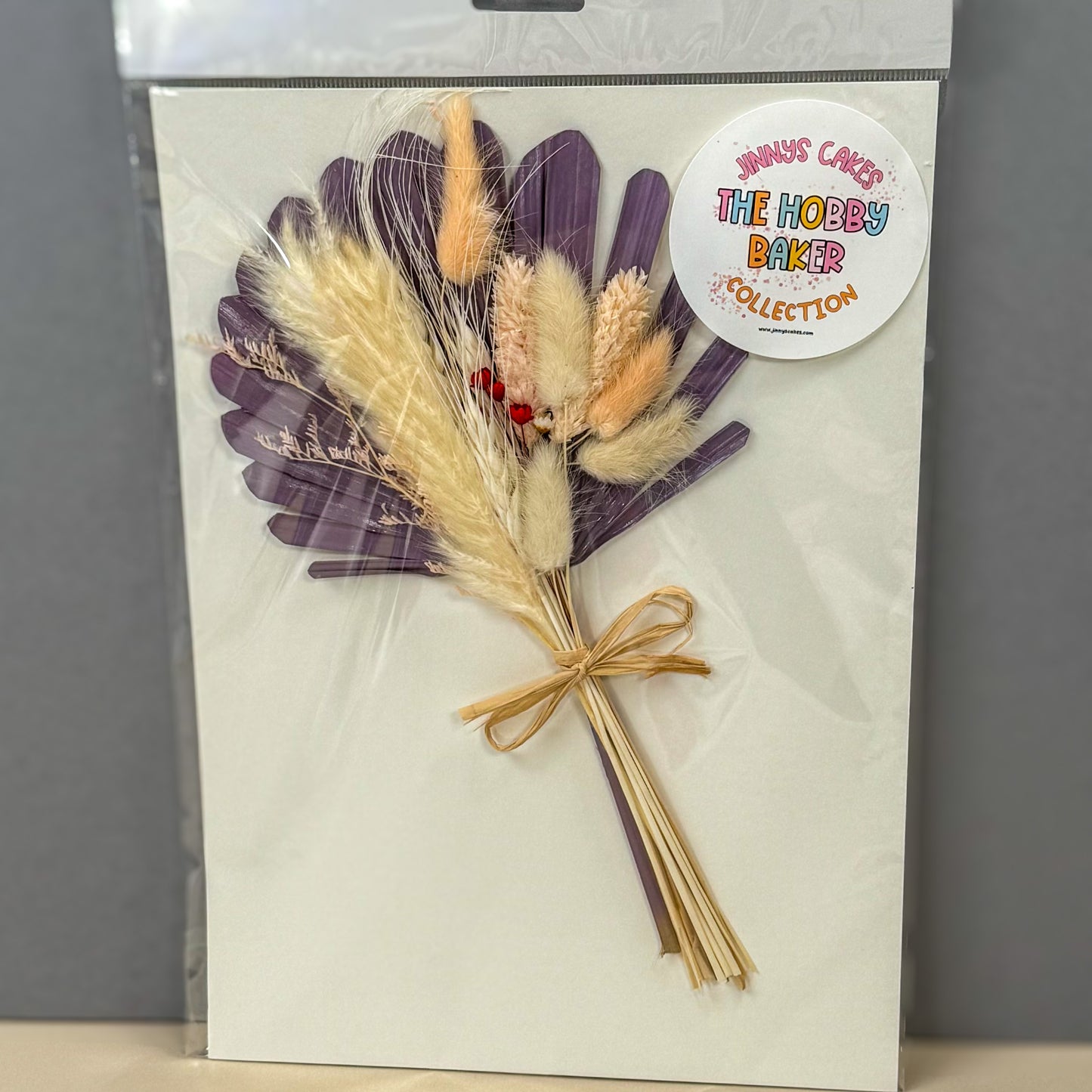 Jinnys Cakes Sun Palm and Dried Flower Set - Dark Purple (q)