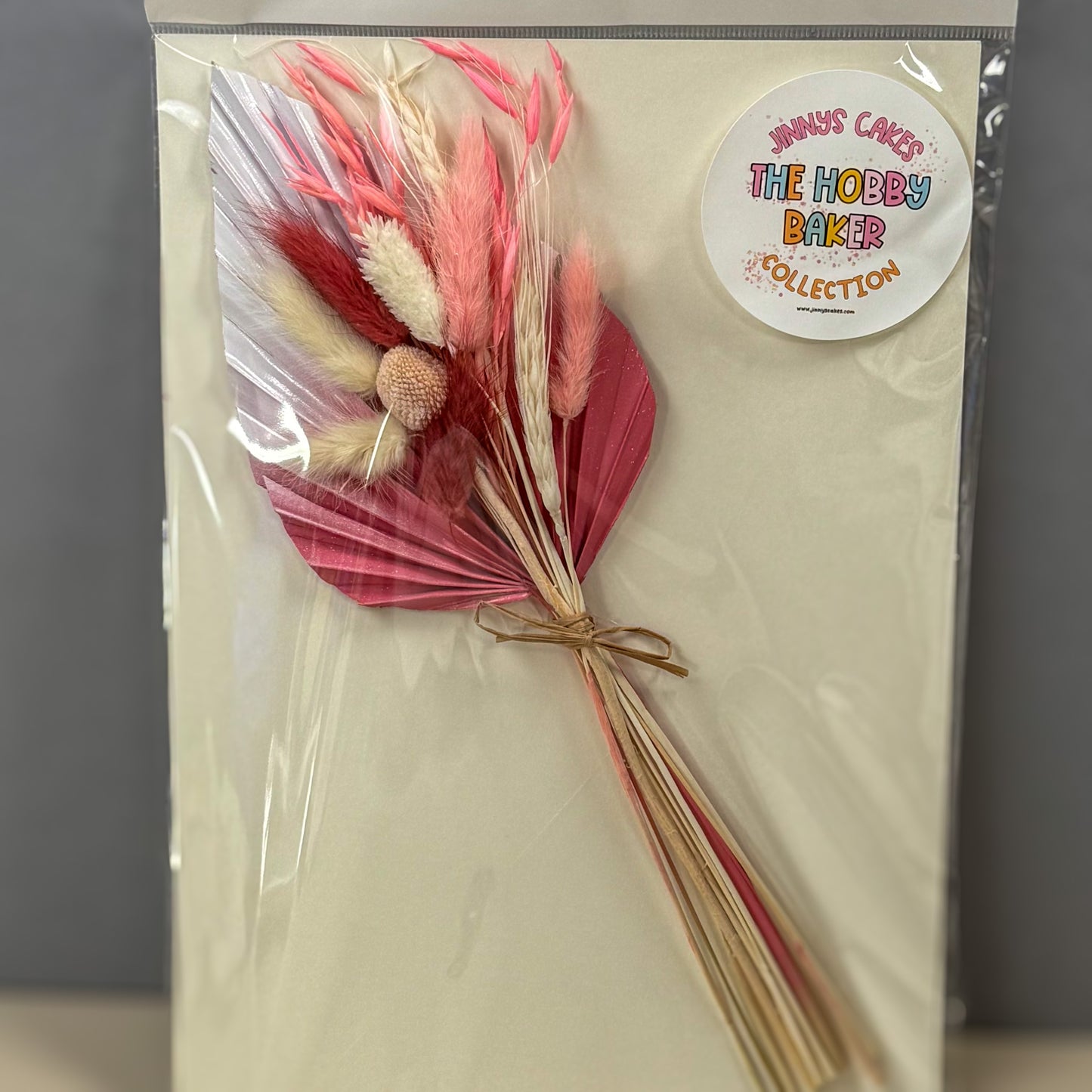 Jinnys Cakes Palm and Dried Flower Set - Fading Pink (i)