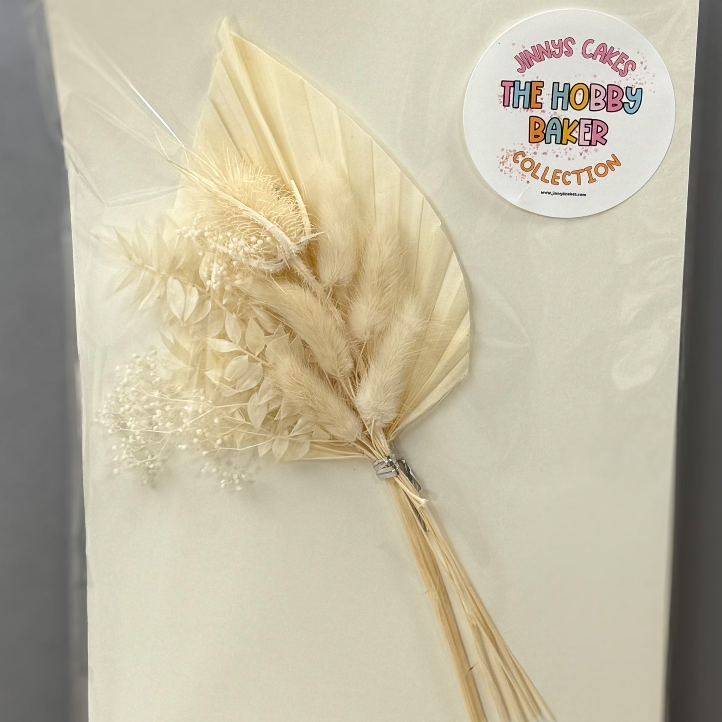 Jinnys Cakes Palm and Dried Flower Set - Natural White (b)