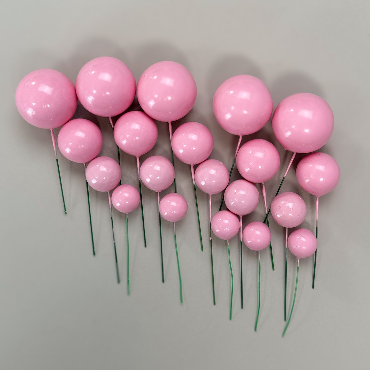Pink Faux Ball Toppers for Cake Decoration (20 Pcs)