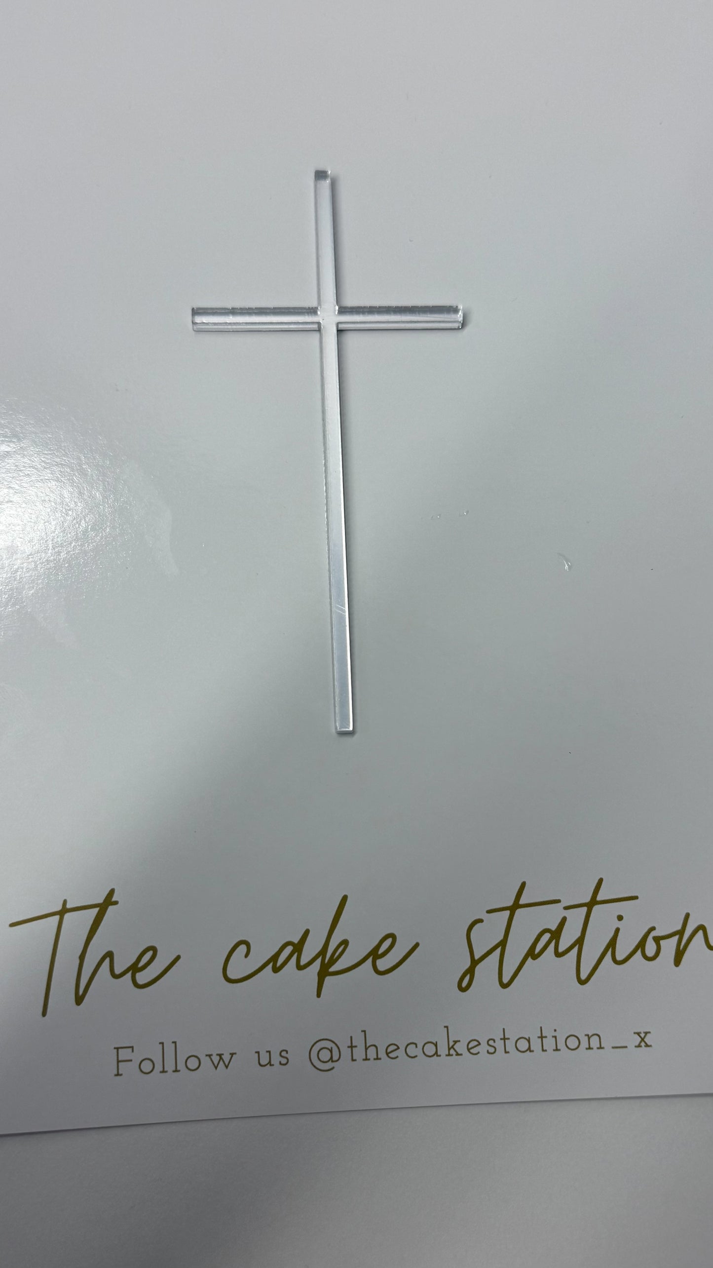 Silver Acrylic Cross Cake Topper – by The Cake Station