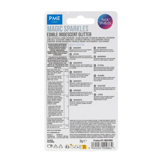 PME MAGIC SPARKLES, EDIBLE IRIDESCENT GLITTER – WHITE CRYSTAL (3G)