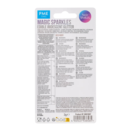 PME MAGIC SPARKLES, EDIBLE IRIDESCENT GLITTER – RED RUBY (3G)