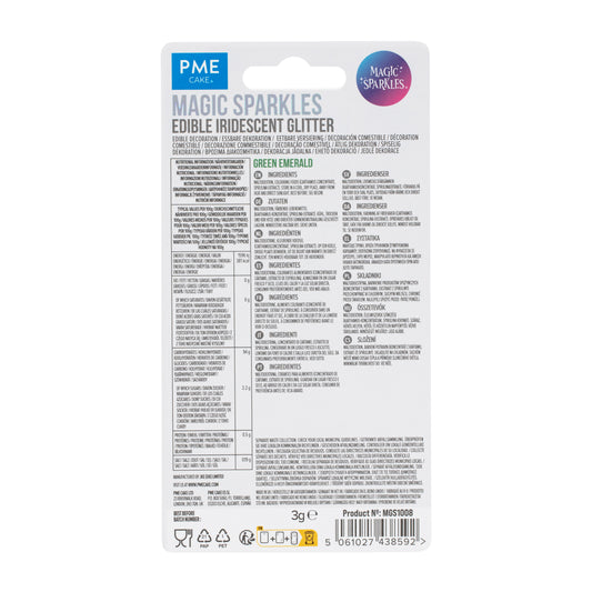 PME MAGIC SPARKLES, EDIBLE IRIDESCENT GLITTER – GREEN EMERALD (3G)