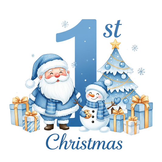 Christmas First Blue Cup Cake Toppers  x 15 precut