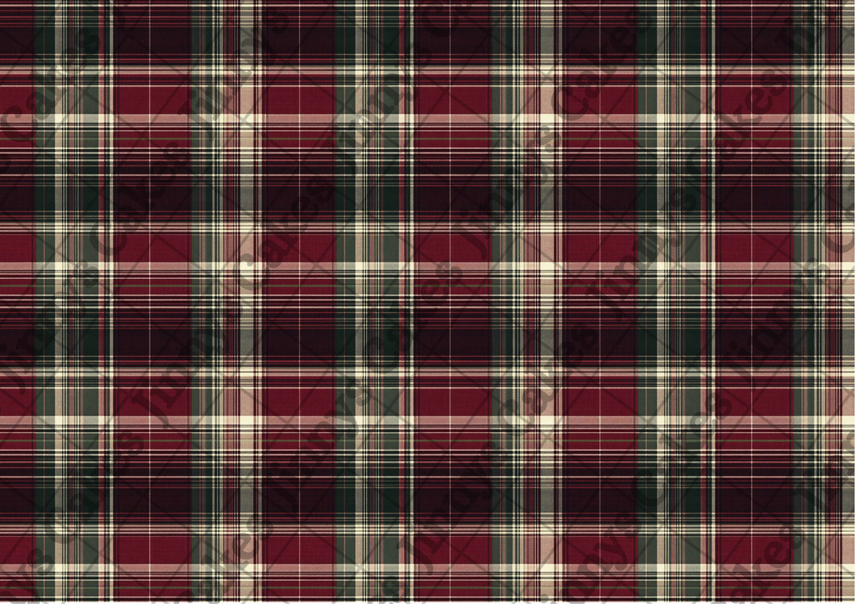 Red, Green And Gold Check Downloadable Cake Wrap (watermark removed on download)