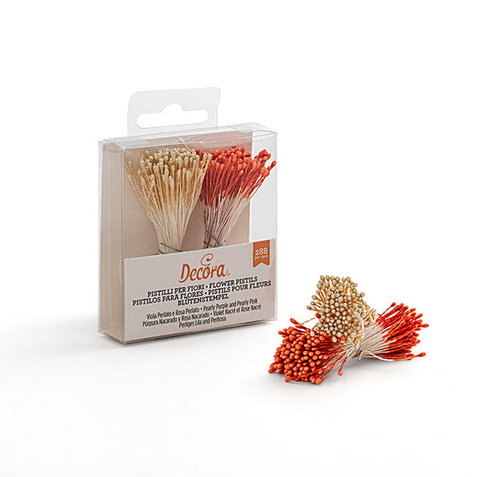 Decora Flower Stamens Orange and White 288pk