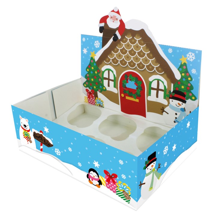 6/12 Cupcake Display Box - Christmas