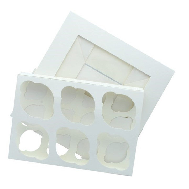 White 6 Cavity Cupcake / Muffin Box