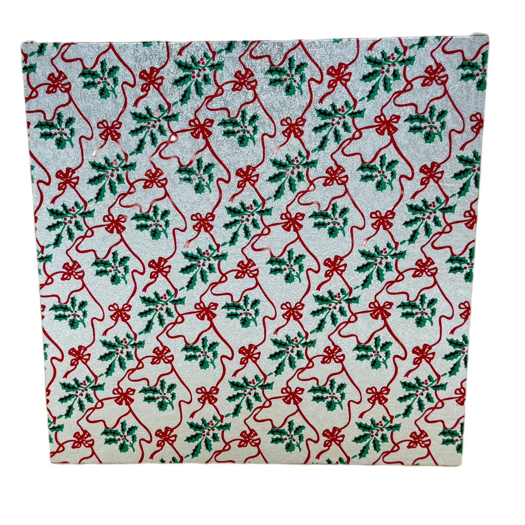 10'' (254mm) Christmas Double Thick Square Silver Green Cake Card