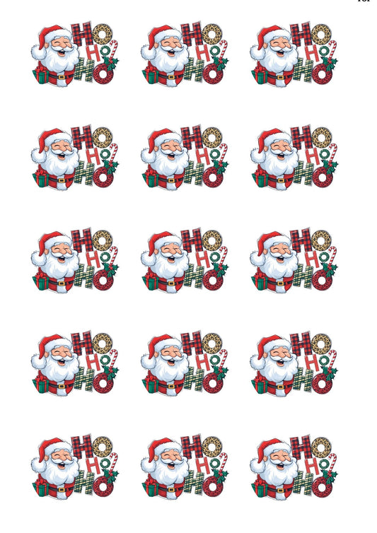 Christmas Santa Ho Ho Ho S Cup Cake Toppers  x 15 precut