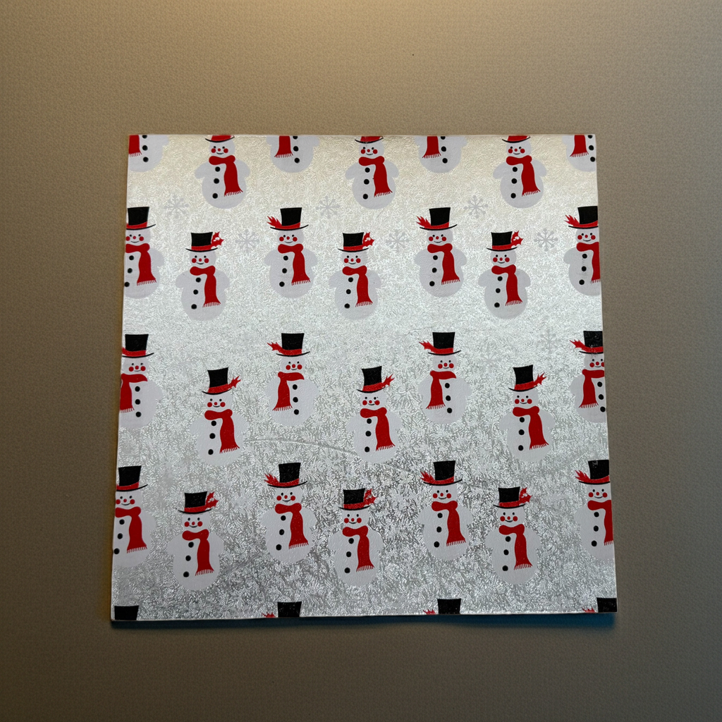 10'' (254mm) Christmas Double Thick Square Silver Snowman Cake Card