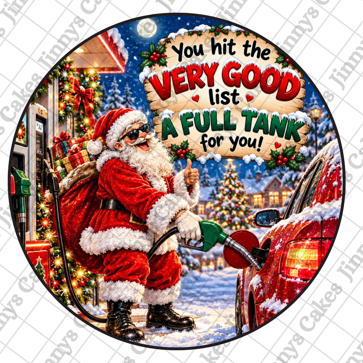 Santa Full Tank Digital 20cm Cake Topper (watermark removed on download)