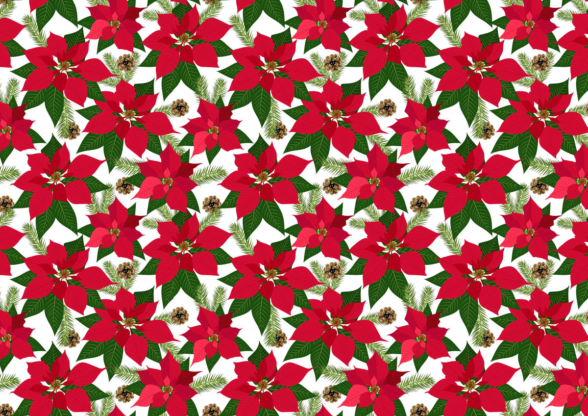 Christmas Poinsettia Floral Downloadable Christmas Cake Wrap