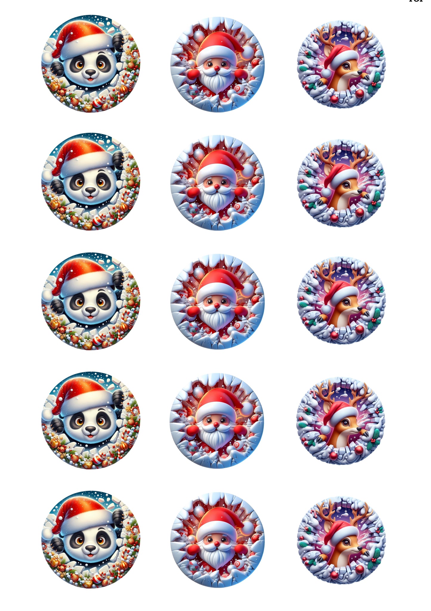 Christmas Cup Cake Toppers x 15 precut