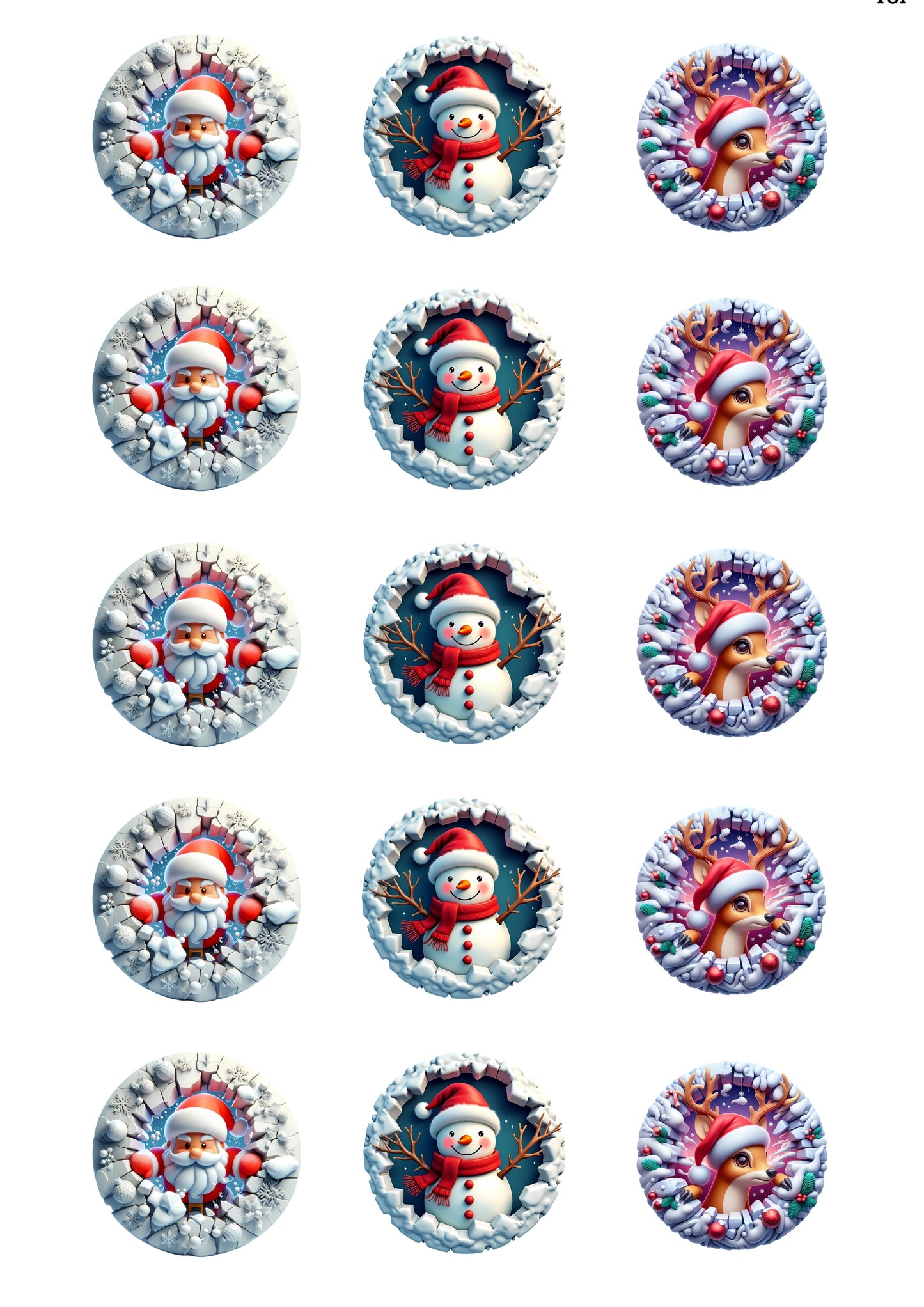 Christmas Cup Cake Toppers x 15 precut