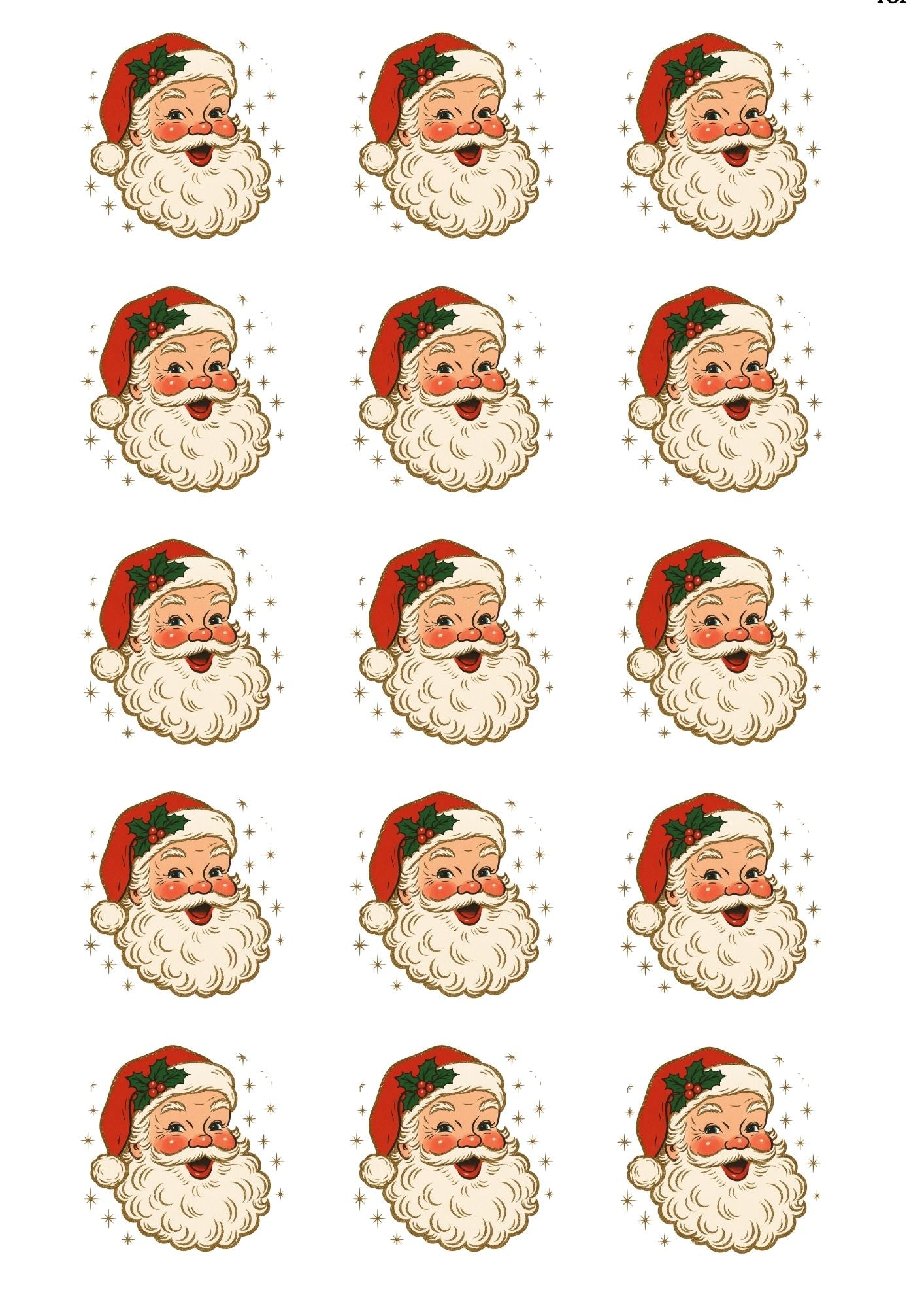 Christmas Santa Cup Cake Toppers x 15 precut