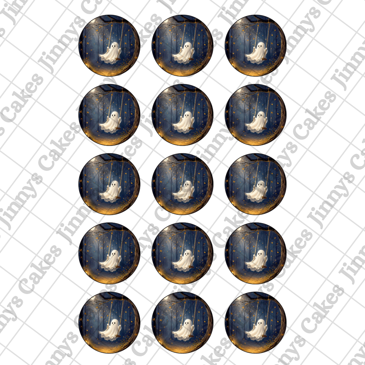 Ghost On A Swing Digital Cupcake Toppers (watermark removed on download)