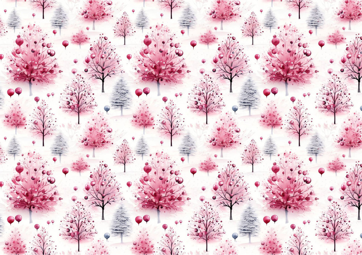 Pink Christmas Forest Downloadable Cake Wrap