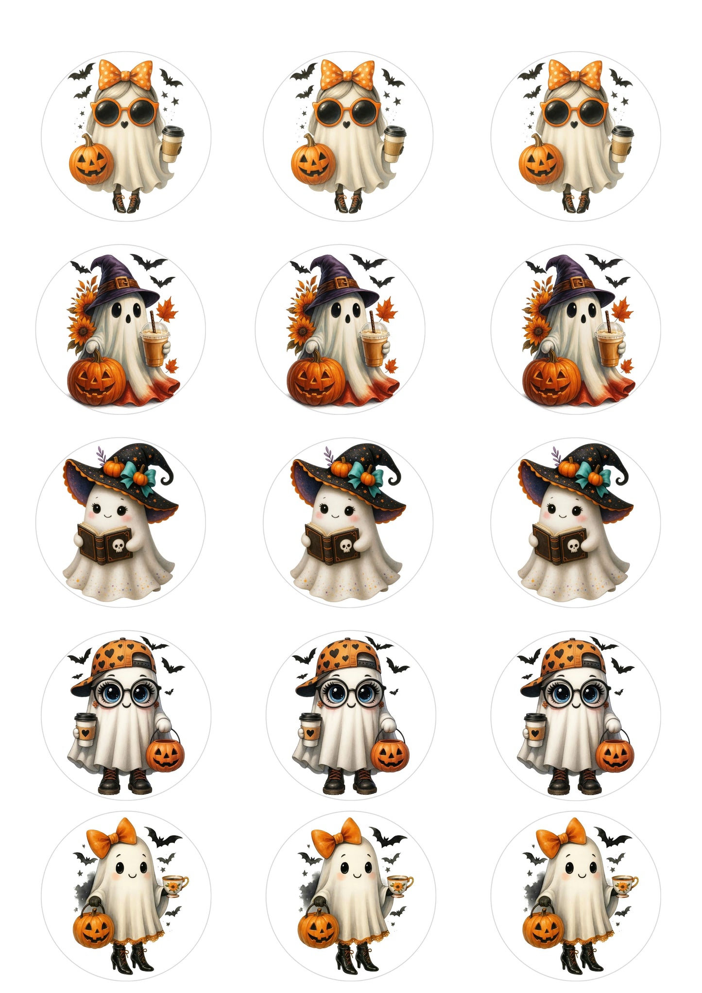 Halloween Cute Cup Cake Topper 2inch x 15