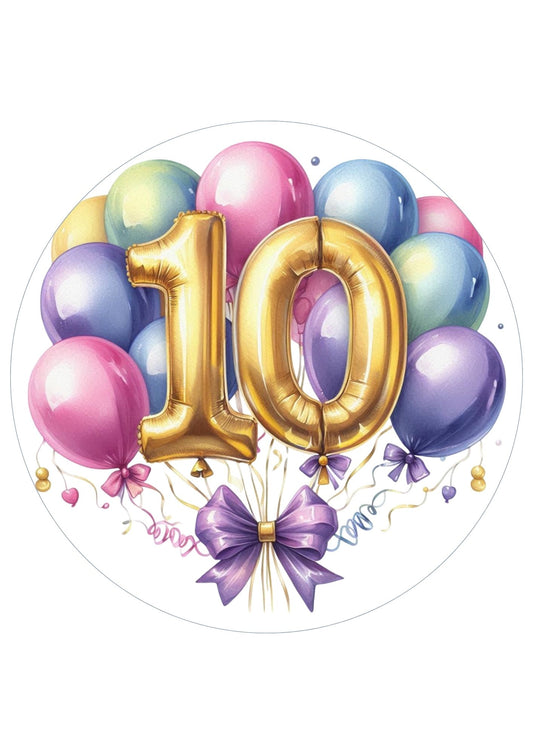 Happy Birthday Balloon Numbers Cake/ Cup Cake Topper