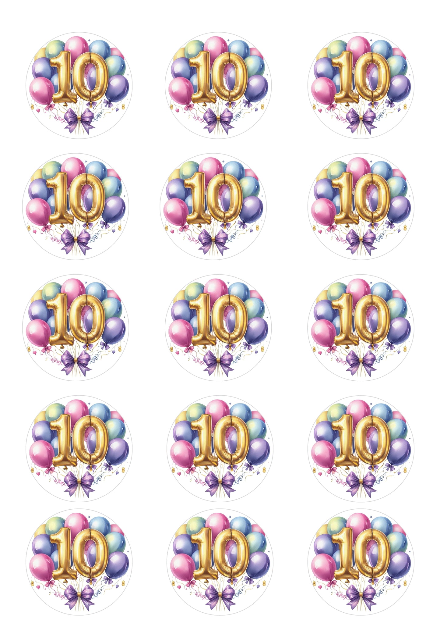 Happy Birthday Balloon Numbers Cake/ Cup Cake Topper