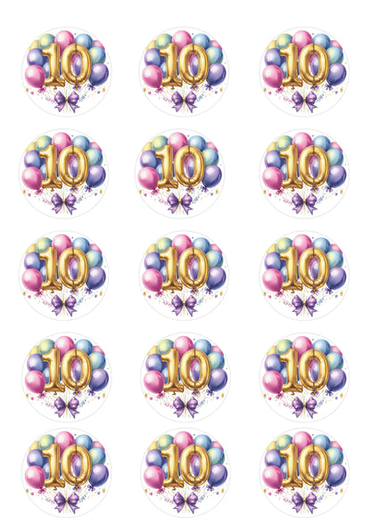 Happy Birthday Balloon Numbers Cake/ Cup Cake Topper