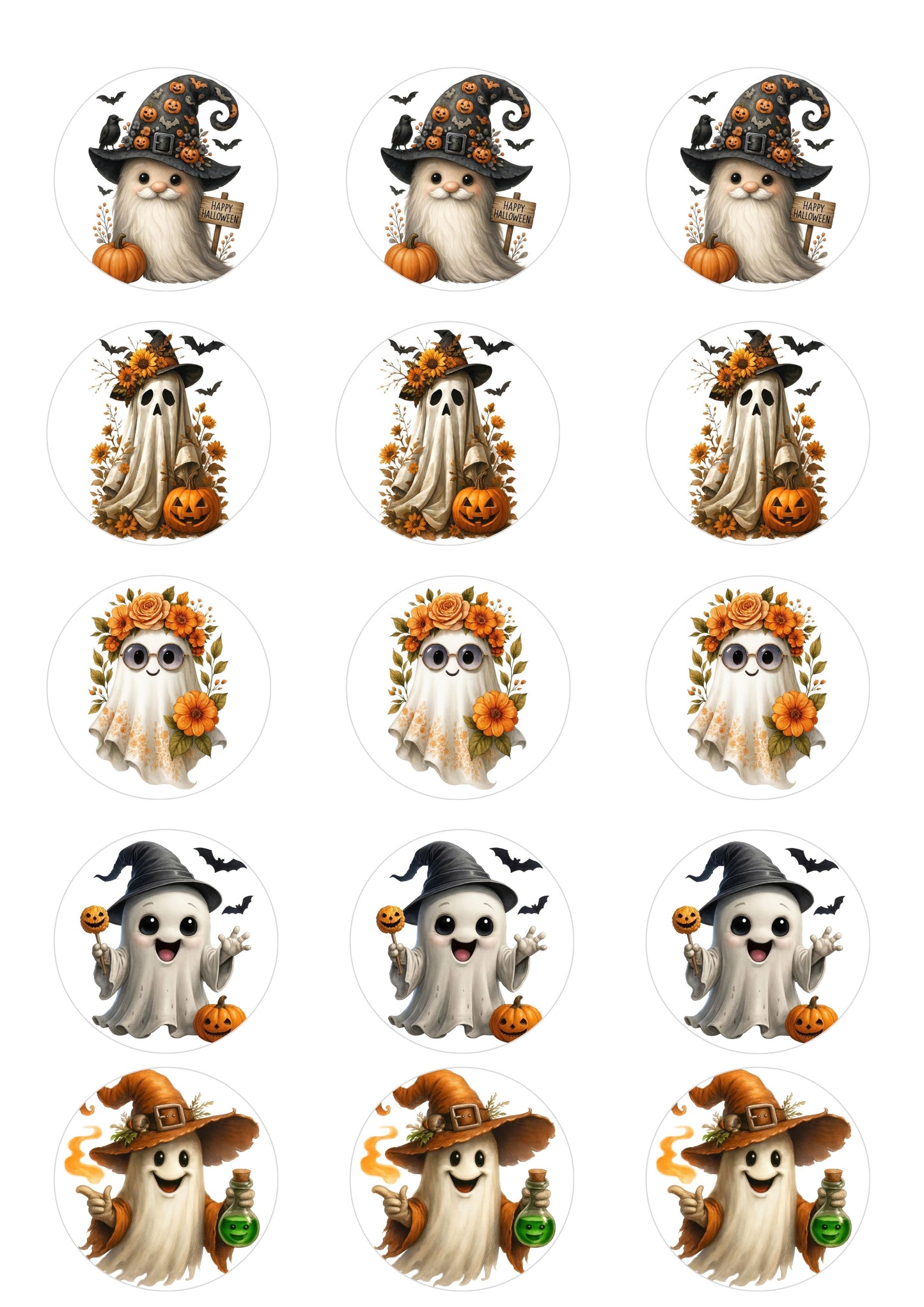 Halloween Cute Cup Cake Topper 2inch x 15