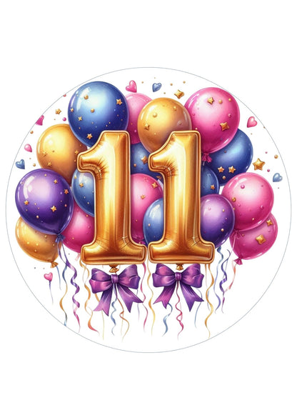 Happy Birthday Balloon Numbers Cake/ Cup Cake Topper