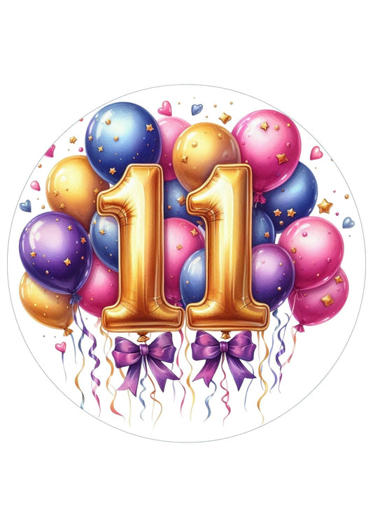 Happy Birthday Balloon Numbers Cake/ Cup Cake Topper