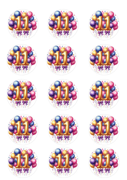 Happy Birthday Balloon Numbers Cake/ Cup Cake Topper