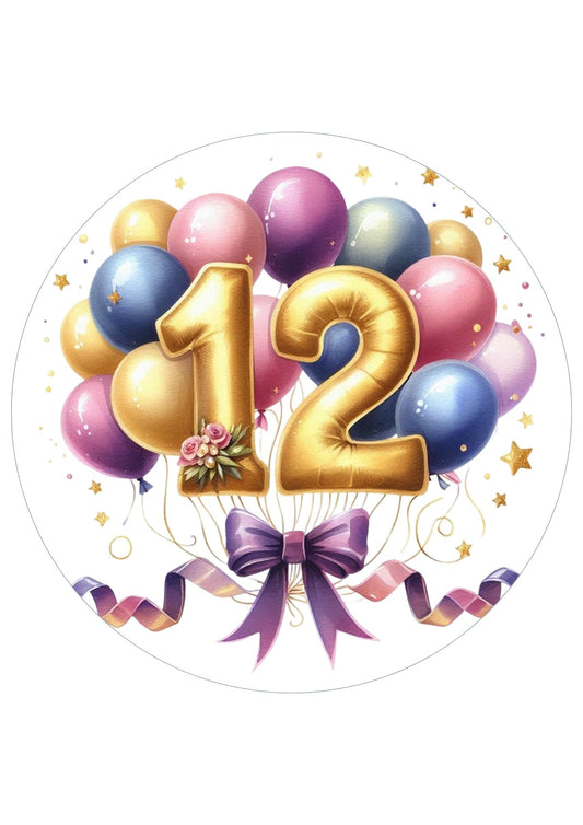 Happy Birthday Balloon Numbers Cake/ Cup Cake Topper
